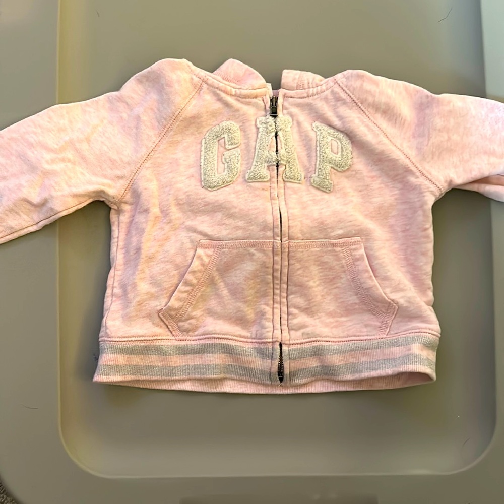 Baby Gap girls zip up pink hoodie. Size 18-24 months.